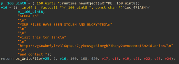 Figure 4 – README message inside the GO Based GLOBAL ransomware sample